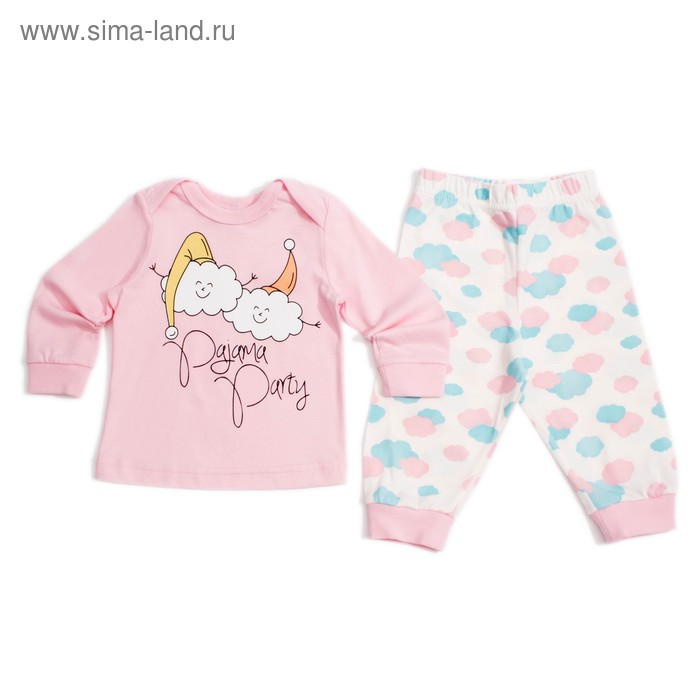 Пижама для девочки, рост 62 см, цвет бежево-розовый - Фото 1