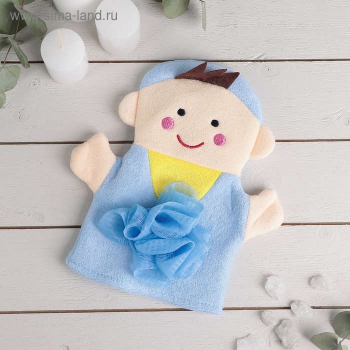 Мочалка-варежка детская для купания Доляна «Мальчик» - Фото 1