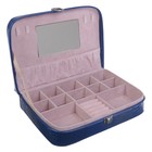 Шкатулка кожзам для украшений "Рептилия" синяя глянец 6х28,5х18,5 см - Фото 2