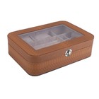 Шкатулка кожзам под часы 2 отделения и бижутерию "Горчица" 7,5х27х19,5 см - Фото 1