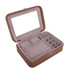 Шкатулка кожзам под часы 2 отделения и бижутерию "Горчица" 7,5х27х19,5 см - Фото 2