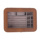 Шкатулка кожзам под часы 2 отделения и бижутерию "Горчица" 7,5х27х19,5 см - Фото 4