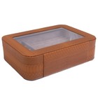 Шкатулка кожзам под часы 2 отделения и бижутерию "Горчица" 7,5х27х19,5 см - Фото 5