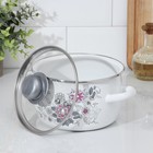 Кастрюля эмалированная «Весенний романс», 2 л, d=19 см, стеклянная крышка, индукция, белая - Фото 2