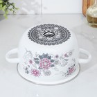 Кастрюля эмалированная «Весенний романс», 2 л, d=19 см, стеклянная крышка, индукция, белая - Фото 3