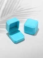 Футляр под кольцо, серьги «Геометрия», бархатный, 5×5.5 см, голубой - фото 57918114