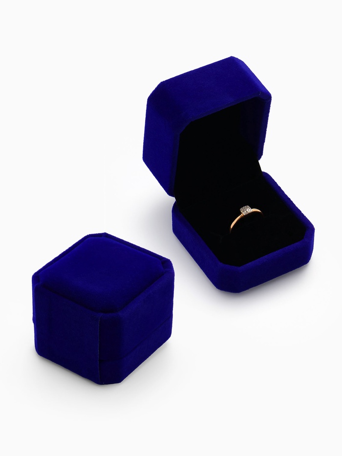 Футляр под кольцо, серьги «Геометрия», бархатный, 5×5.5×4 см, синий