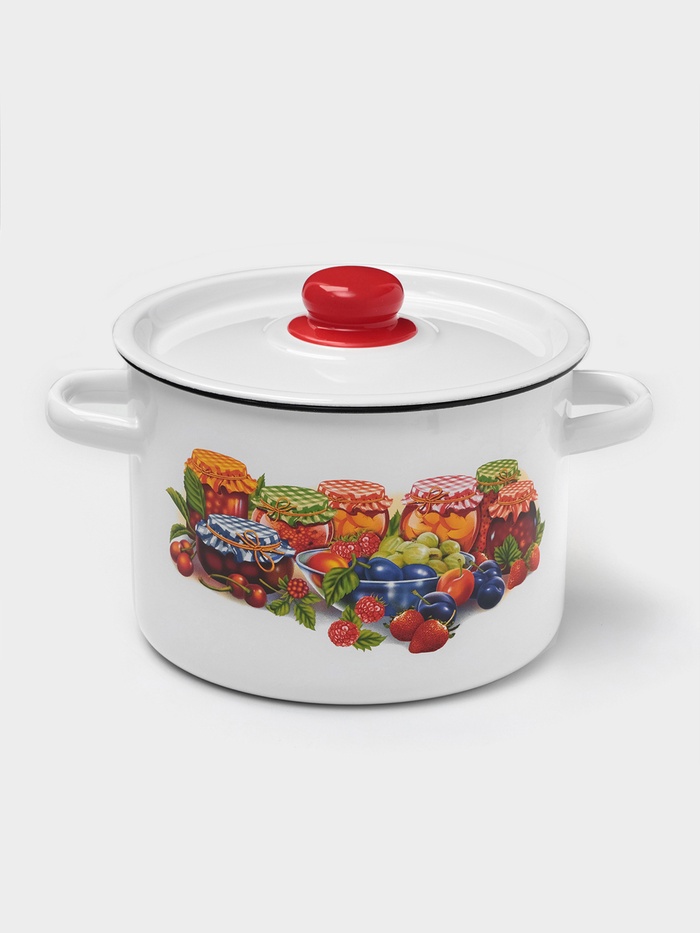 Кастрюля эмалированная, 4.5 л, d=23 см, цилиндрическая, рисунок МИКС, белая - Фото 1