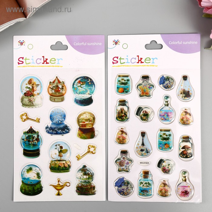 Наклейка пластик "Стеклянные шары/Баночки" МИКС 19х11 см - Фото 1