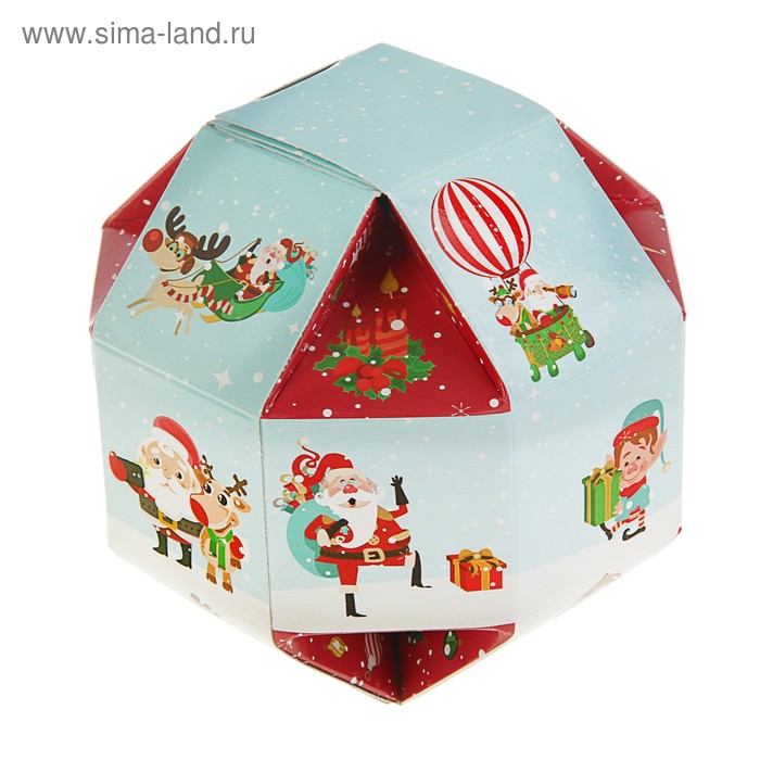 Коробка подарочная "Дед Мороз в пути", 12,5 х 12,5 х 12,5 см - Фото 1