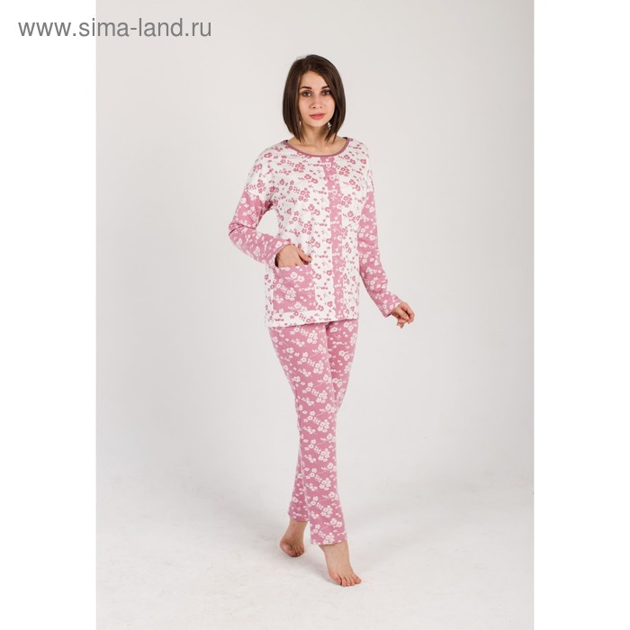 Пижама женская (джемпер, брюки) Сакура цвет розовый, р-р 42 - Фото 1