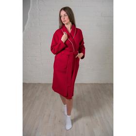 Халат женский, шалька+кант, размер 44, цвет бордовый, вафля