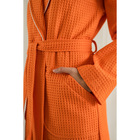 Халат женский, шалька+кант, размер 54, мандариновый, вафля - Фото 3