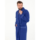 Халат мужской, шалька+кант, размер 48, цвет синий, вафля - Фото 1