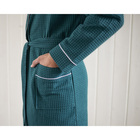 Халат мужской, шалька+кант, размер 50, цвет изумрудный, вафля - Фото 4