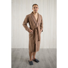 Халат мужской, шалька+кант, размер 50, цвет шоколадный, вафля - фото 297946665