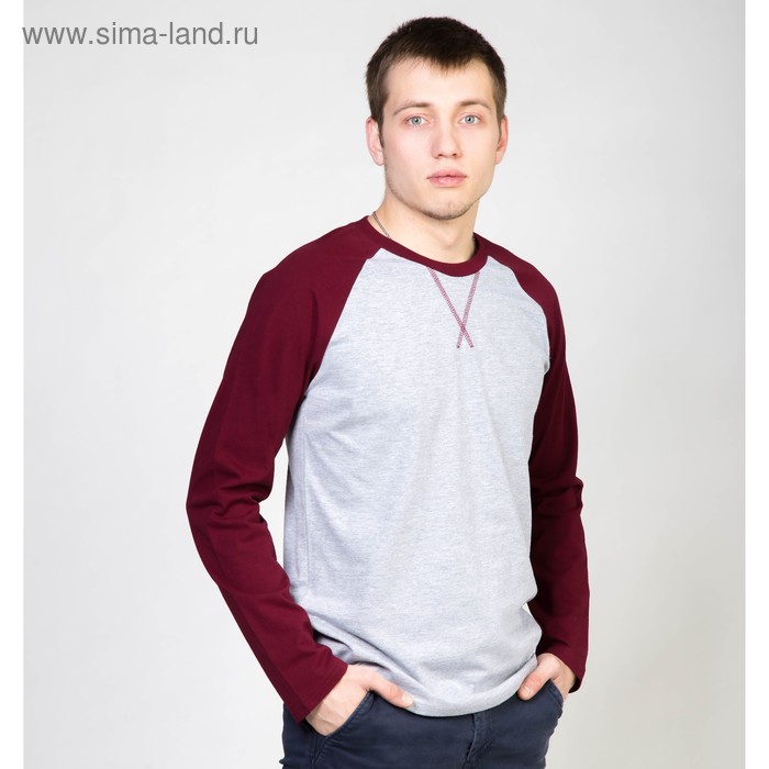 Джемпер мужской, цвет серый меланж, бордовый, размер 46 - Фото 1