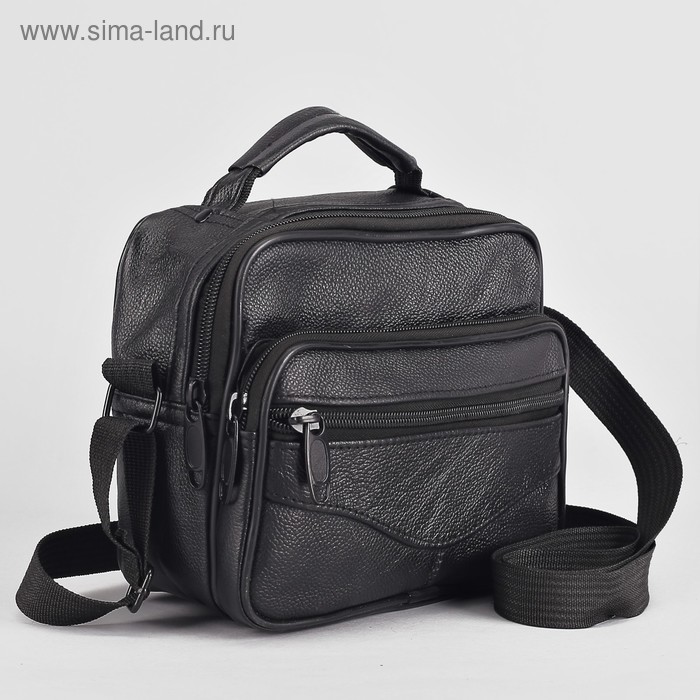 Сумка мужская, отдел на молнии, 3 наружных кармана, регулируемый ремень, цвет чёрный - Фото 1