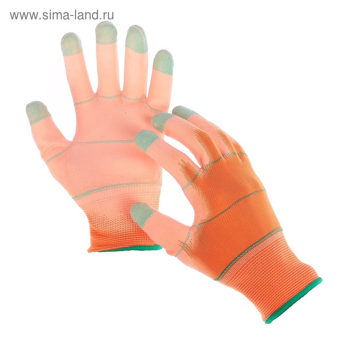 Перчатки нейлоновые, с ПУ покрытием, размер 8, цвет МИКС - Фото 1