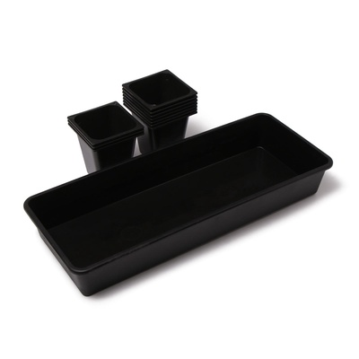 Набор для рассады: стаканы по 1 л (10 шт.), поддон 61×23 см, чёрный