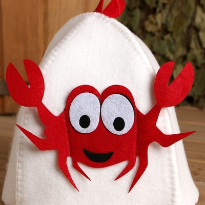 Шапка для бани и сауны, детская, с аппликацией «Крабик», экофетр, войлок