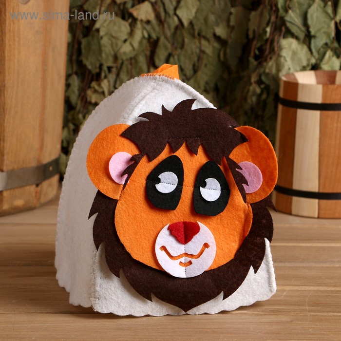 Шапка для бани с детской аппликацией "Лёвушка" войлок - Фото 1