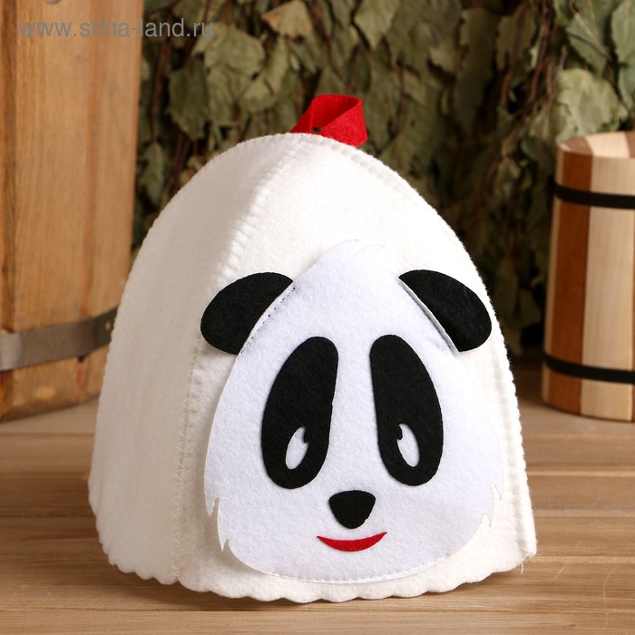 Шапка для бани с детской аппликацией "Пандочка" войлок - Фото 1