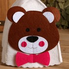 Шапка для бани с детской аппликацией "Медвежонок" войлок - Фото 2