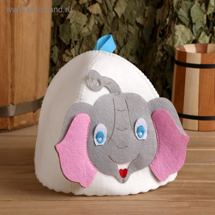 Шапка для бани с детской аппликацией "Слонёнок" войлок - Фото 1