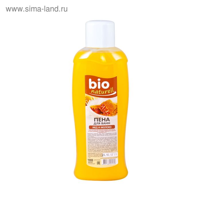 Пена для ванны Bio naturell, мёд и молоко, 1000 мл - Фото 1