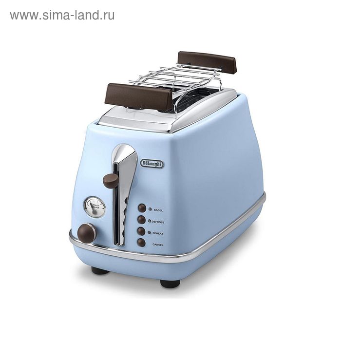 Тостер DeLonghi CTOV 2103.AZ, 900 Вт, 6 режимов прожарки, 2 тоста, голубой - Фото 1