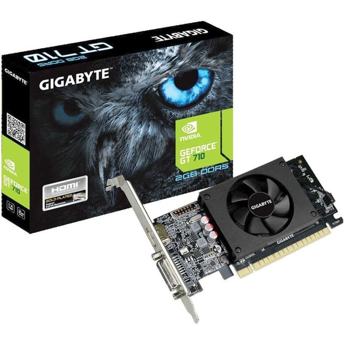 Видеокарта Gigabyte GeForce GT 710 (GV-N710D5-2GL) 2G,64bit,GDDR5,954/5010 - фото 51315807