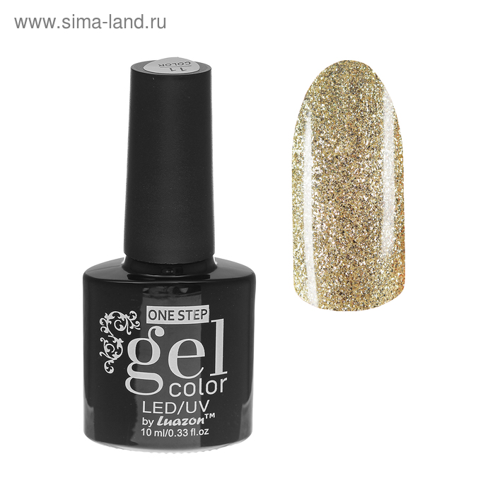 Гель-лак для ногтей, 216-189-38, однофазный, LED/UV, 10мл, цвет 216-189-38 золотой с блёстками - Фото 1