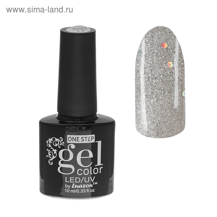 Гель-лак для ногтей, 216-204-42, однофазный, LED/UV, 10мл, цвет 216-204-42 серебристый с блёстками - Фото 1