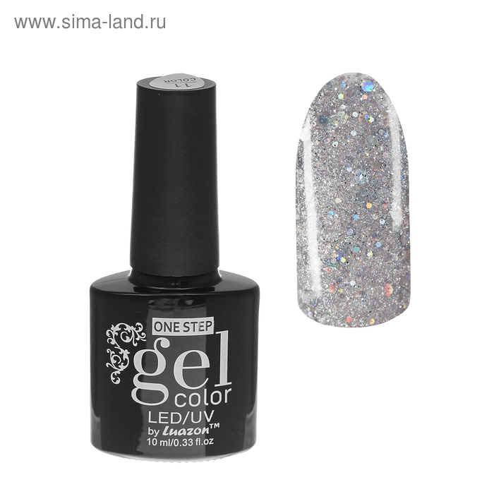 Гель-лак для ногтей, 216-214-45, однофазный, LED/UV, 10мл, цвет 216-214-45 прозрачный с блёстками - Фото 1