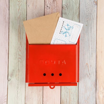 Ящик почтовый без замка (с петлёй), горизонтальный «Письмо», красный