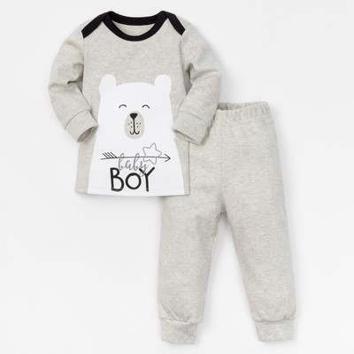 Комплект Крошка Я: джемпер, брюки "Baby bear", серый, р.26, рост 74-80 см