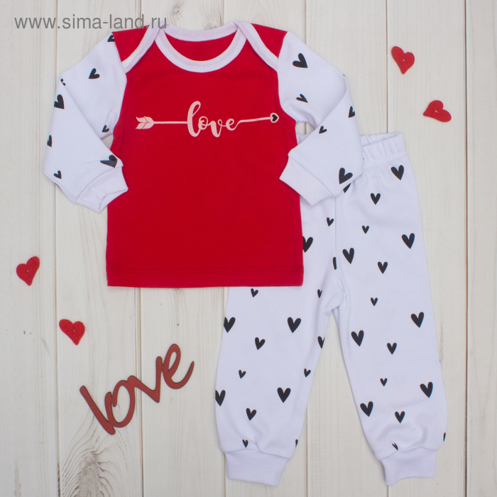 Костюм детский Крошка Я "LOVE" красн, рост 86-92см (1,5-2года) - Фото 1