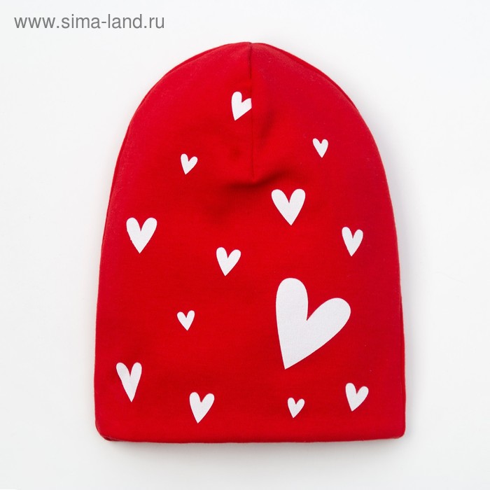 Чепчик (шапочка) Крошка Я "LOVE" красн, р-р 44 (6-9 мес) - Фото 1