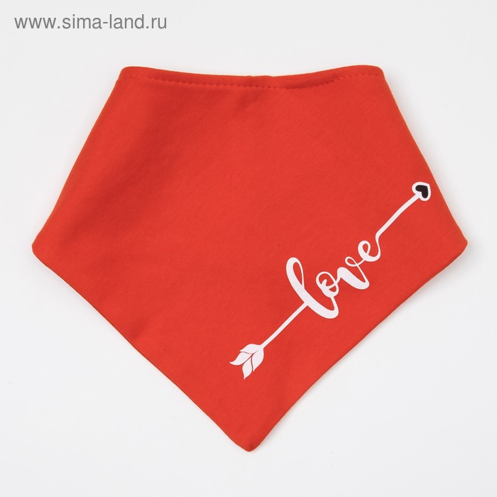 Нагрудник-платок Крошка Я "LOVE" красный - Фото 1