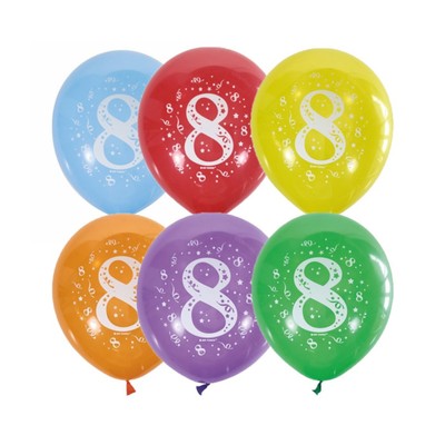 Воздушные шары латексные 12" «Цифра 8», 10 шт., 2-сторонние, МИКС