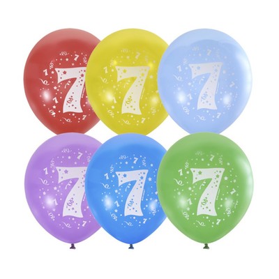 Воздушные шары латексные 12" «Цифра 7», 10 шт., 2-сторонний, МИКС