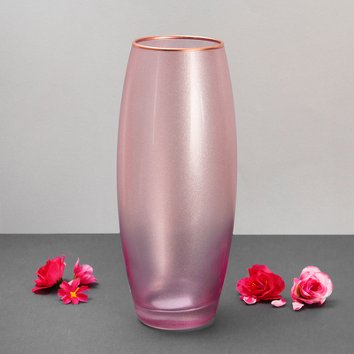 Ваза «Симфония», 8×11×26 см, стекло, розовая металлик