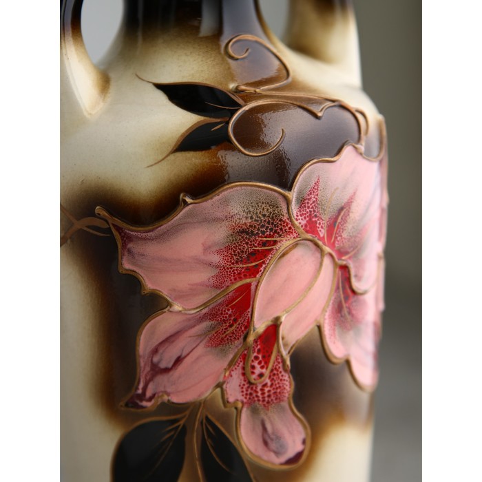 Ваза керамика настольная "Греческая", цветы, бежевая, 27 см