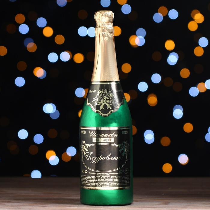 Фигура из тёмного шоколада "Бутылка Шампанское" в подарочной сумке, 360 г - Фото 1