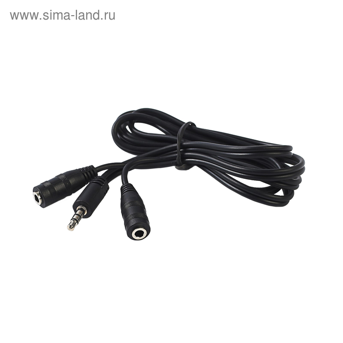 Кабель-разветвитель аудио RITMIX RAS-100, Jack 3.5 мм(3pin)(m)-2хJack(3pin)(f), 1 м, черный - Фото 1