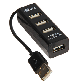 Разветвитель USB (Hub) Ritmix CR-2402, 4 порта, USB 2.0, черный,