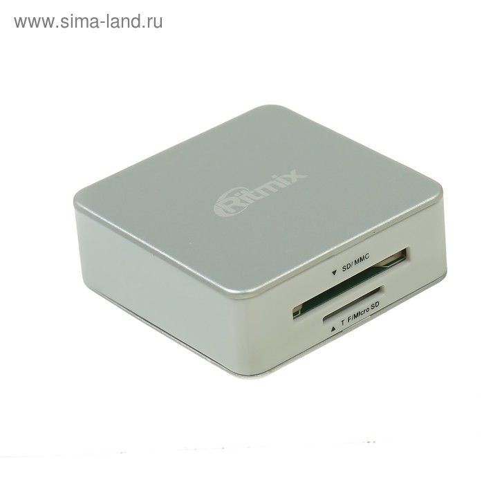 Картридер RITMIX CR-2051 silver+white, SD/microSD/MMC/MS/M2/CF/Micro Drive - Фото 1