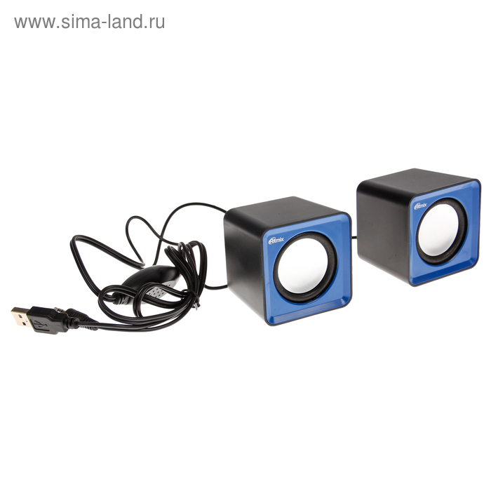 Компьютерные колонки 2.0 RITMIX SP-2020, 2х2.5Вт, USB, черно-синие - Фото 1