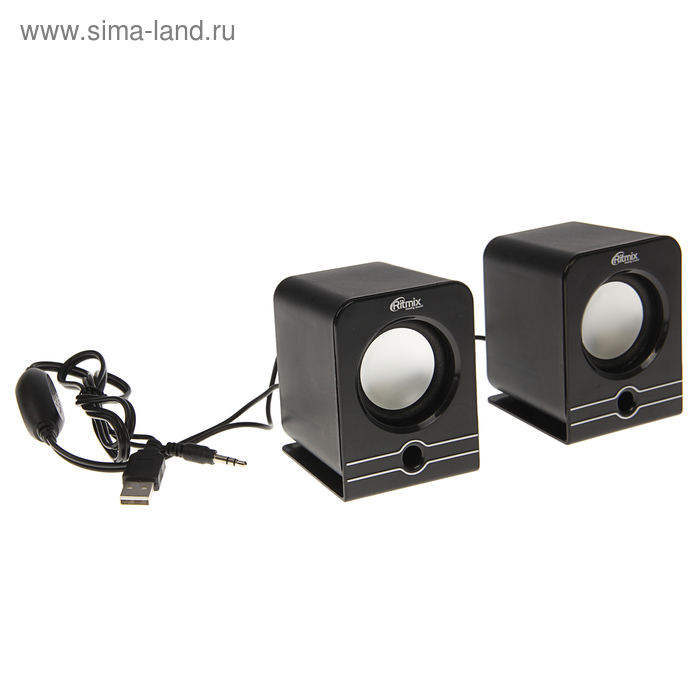 Компьютерные колонки 2.0 RITMIX SP-2040, 2х2.5Вт, USB, черные - Фото 1